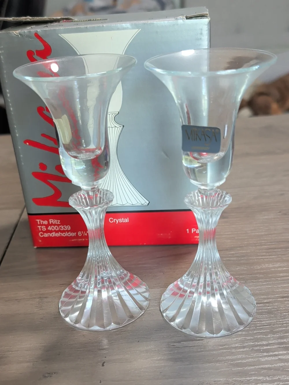 Mikasa Pair Of Crystal Candleholders
